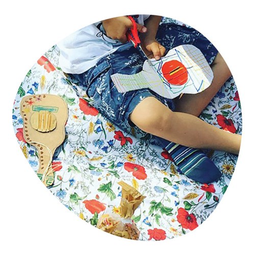 Child working with drawings