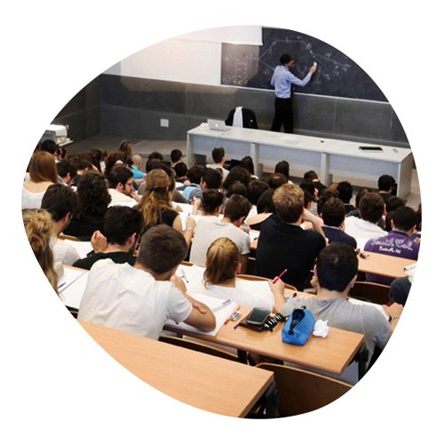 University classroom full of students with lesson in progress