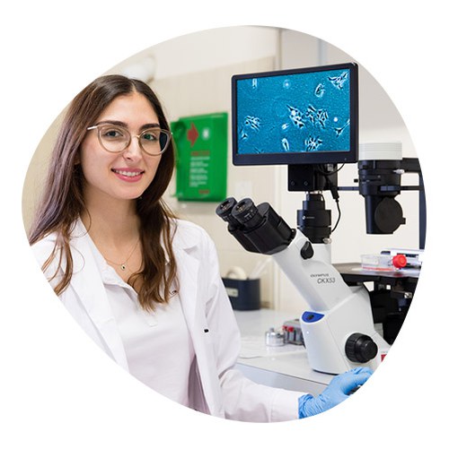 A university student in a well-equipped laboratory