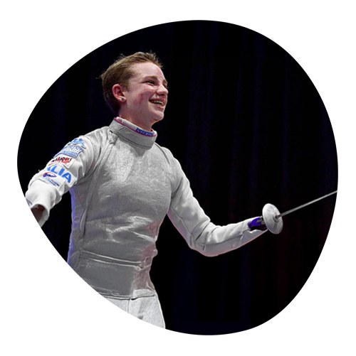 A photograph of Bebe Bio, Italian fencer, specialized in the fioretto, Paralympic world and European champion