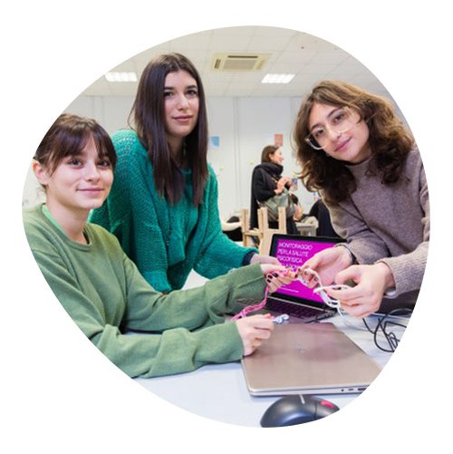 Group of female students working together in study room