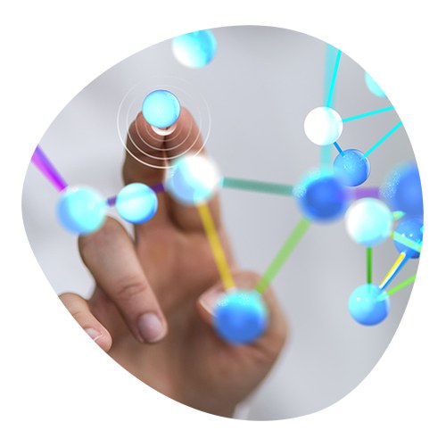 Close-up of a hand interacting with a digital screen/whiteboard