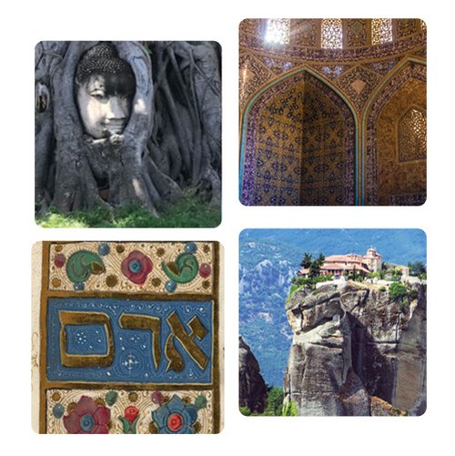 Composition of images with historical/religious mosaics