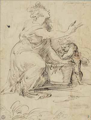 Amico Aspertini: Figura femminile con un putto. Firenze, Gallerie degli Uffizi, Gabinetto dei disegni e delle stampe