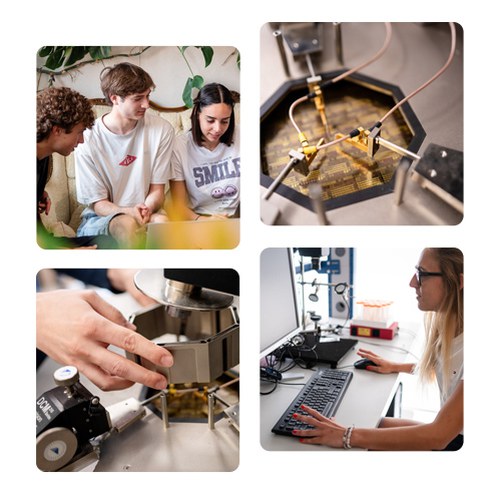 Composizione di foto dedicate ai dispositivi elettronici innovativi e sostenibili