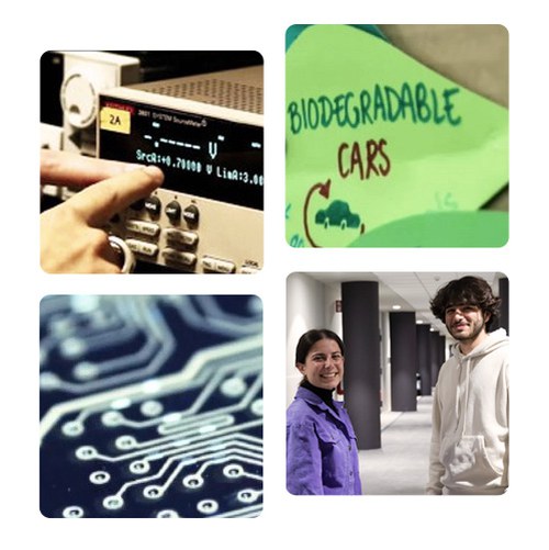 Composizione di foto dedicate ai dispositivi elettronici innovativi e sostenibili