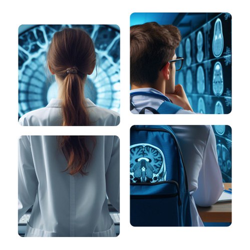 Due studenti, un ragazzo e una ragazza, in un laboratorio di avanzate tecniche radiologiche e di radioterapia