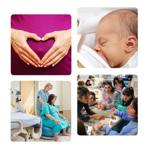 Composizione di foto dedicate alla nascita e all'essere madre