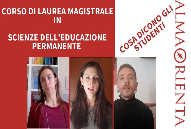 Schermata di presentazione del corso, con scritto "Cosa dicono gli studenti" e le foto di tre persone.