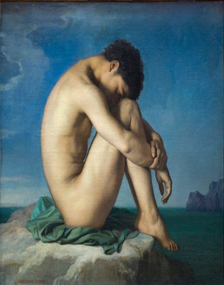 Hyppolite Flandrin, Giovane uomo nudo seduto in riva al mare, 1835-36, Parigi Musée du Louvre