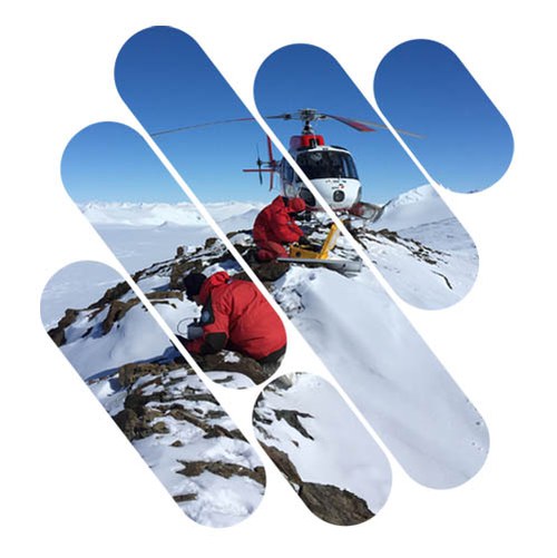 Gruppo di studenti che lavorano ad alta quota in una montagna innevata