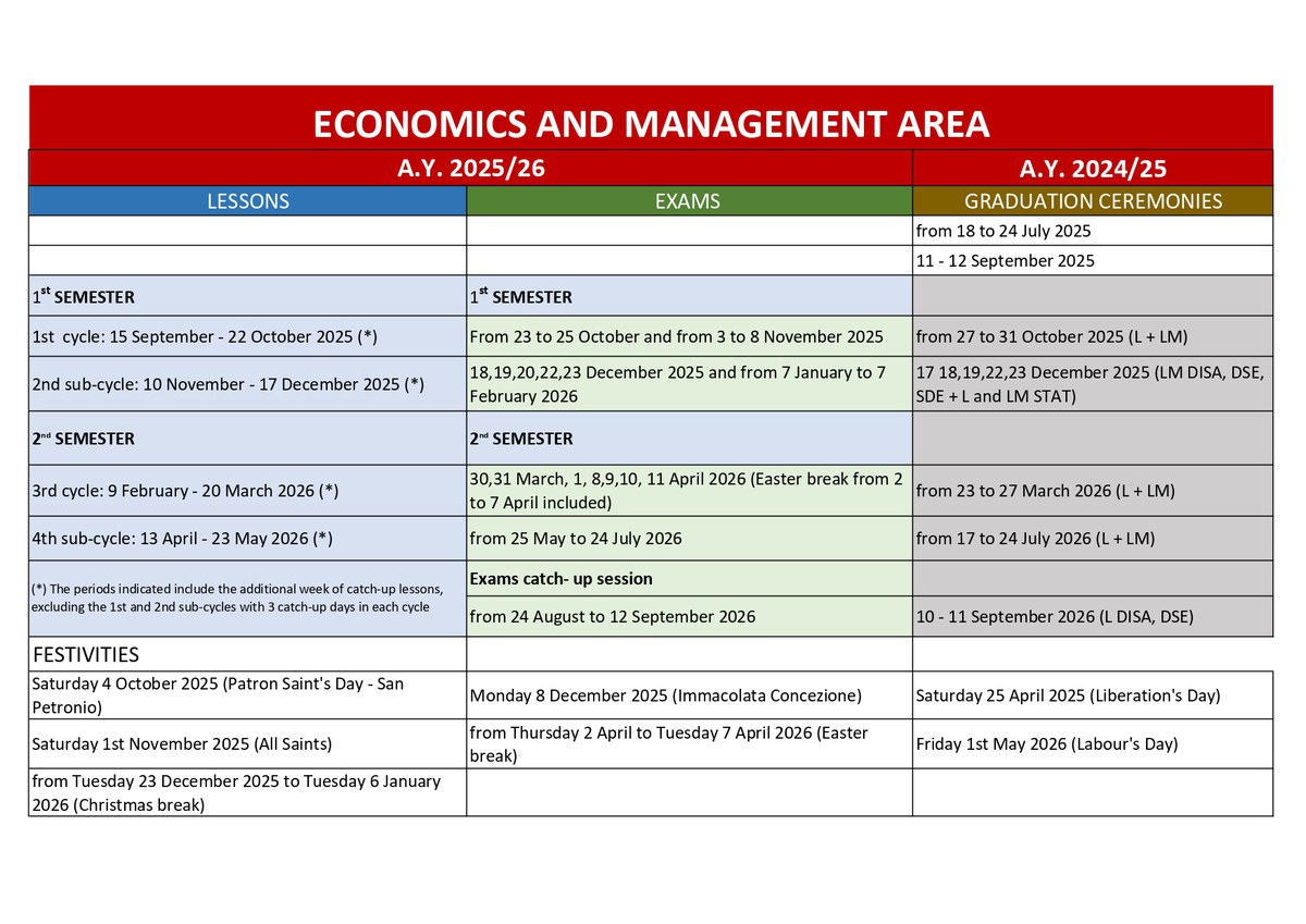 Academic Calendar 2025/2026